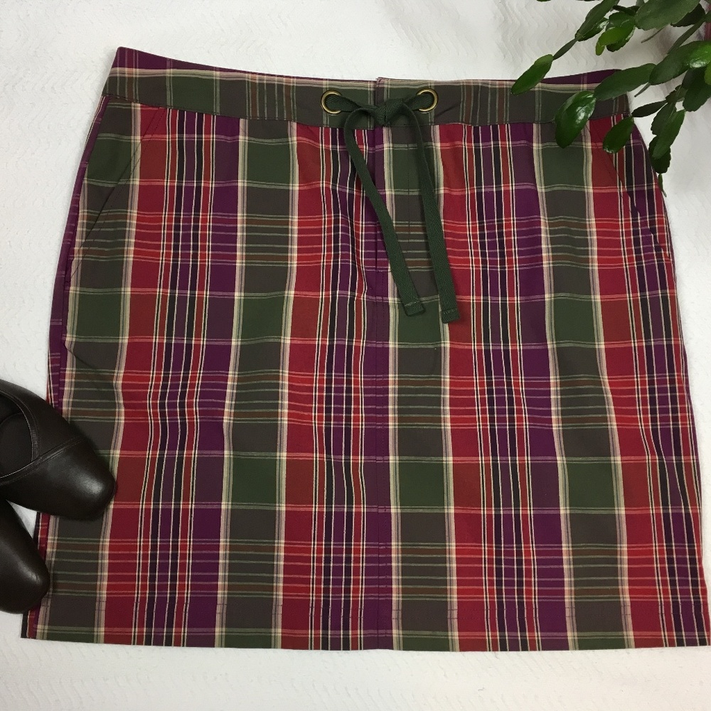 NWOT CHAPS 100% Cotton Plaid Skirt Sz 12